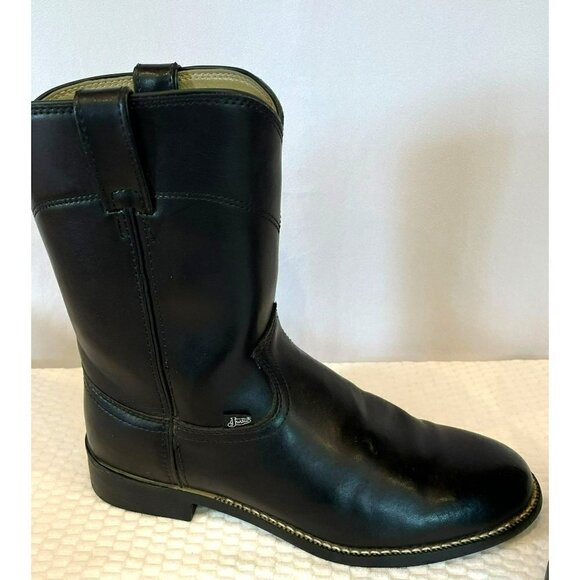 Justin JB3000 Men's Black Leather Boots Size 9.5 EE - Picture 7 of 16